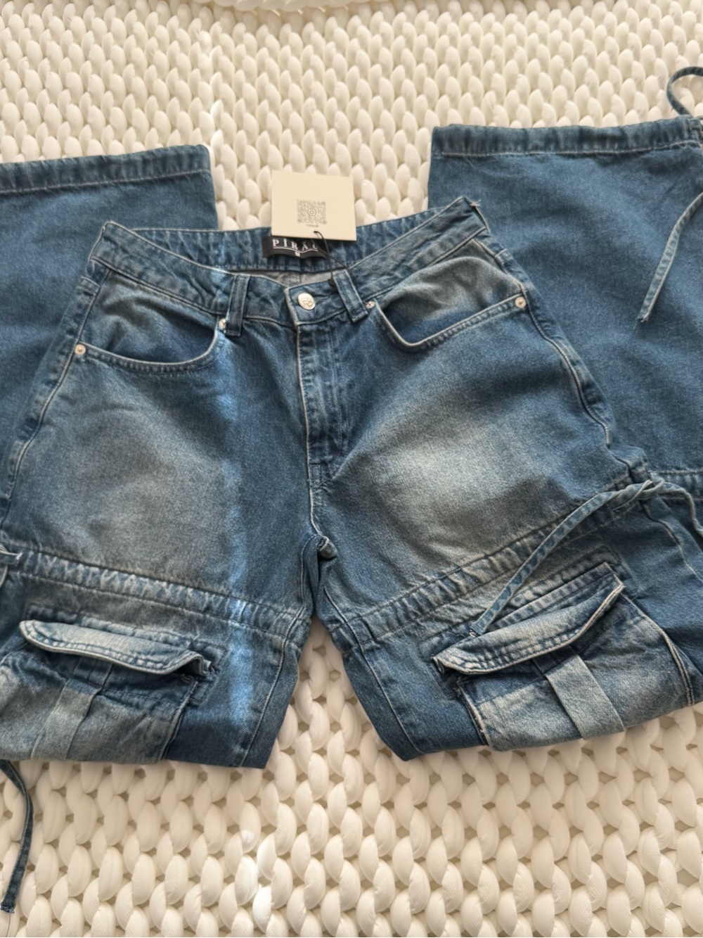 Piral Blue Denim Cargo Pants